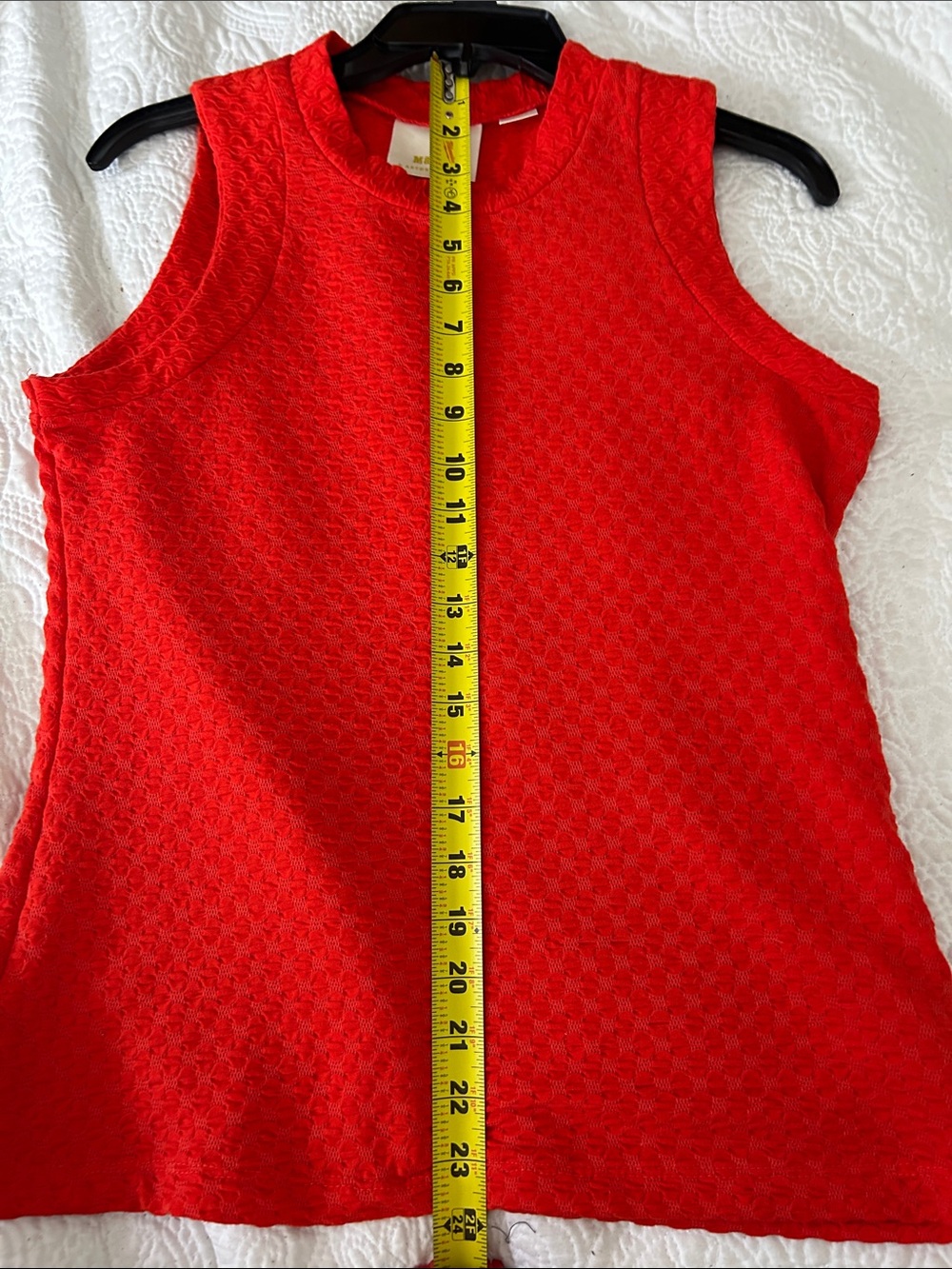 Anthropologie Maeve Bright Red Barbara Jacquard Knit Textured Crewneck Tank - Picture 11 of 11